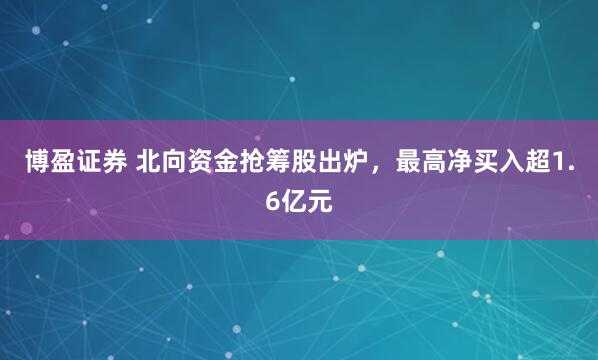 博盈证券 北向资金抢筹股出炉，最高净买入超1.6亿元